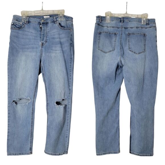 Forever 21 plus size button up cropped distressed jeans sz 1x - Picture 1 of 10